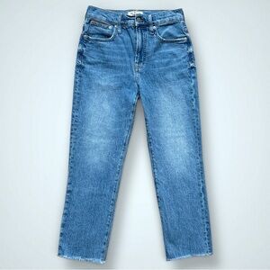 Madewell Perfect Vintage Mid-Rise Jeans 25 Petite Enmore Wash Raw Hem